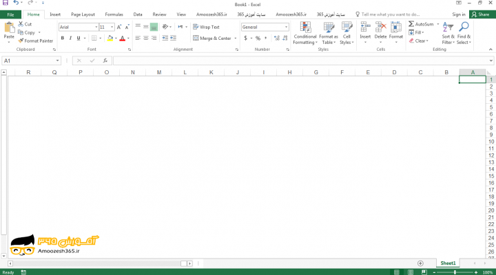 ایجاد یک کارپوشه خالی (Blank Workbook) جدید در اکسل 2016 (Excel 2016)