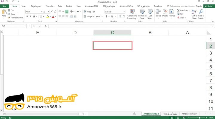 حرکت به سمت چپ (Left) در کاربرگ (Worksheet) در اکسل 2016 (Excel 2016)