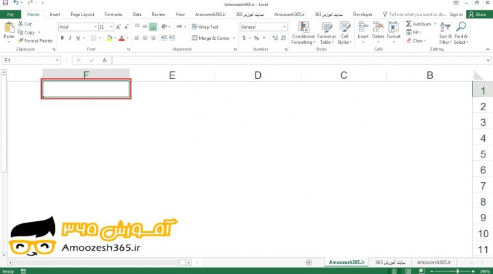 حرکت به آخرین سلول سطر در صفحه کاربرگ (Worksheet) در اکسل 2016 (Excel 2016)