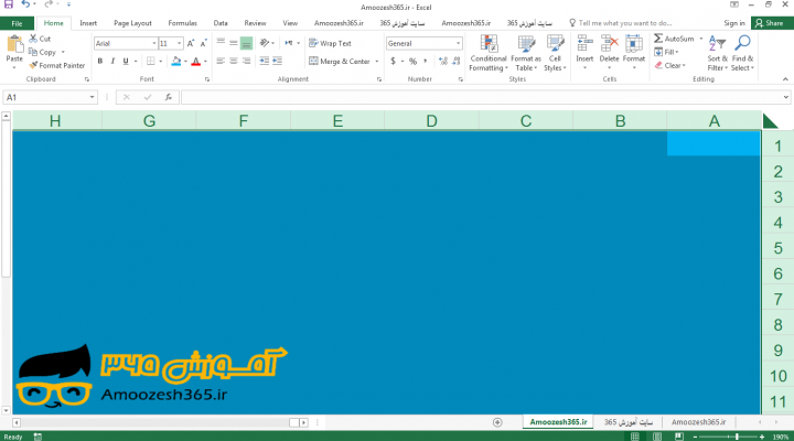 ایجاد رنگ پس زمینه (Background) در یک کاربرگ در اکسل 2016 (Excel 2016)