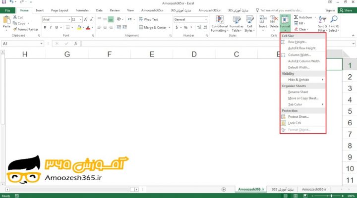 کاربرد کادر محاوره ای رنگ ها (Colors) جهت تغییر رنگ زبانه کاربرگ به کمک رنگ های سفارشی (Custom Colors) در اکسل 2016 (Excel 2016)