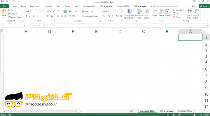 کاربرد کلیک چپ ماوس جهت لغو دستور تقسیم (Split) یک کاربرگ به دو قسمت در اکسل 2016 (Excel 2016)