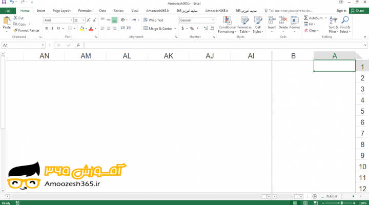 تقسیم (Split) اسپلیت یک کاربرگ به دو قسمت عمودی در اکسل 2016 (Excel 2016)