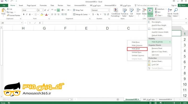 مخفی کردن یک کاربرگ (Hide Sheet) در اکسل 2016 (Excel 2016)