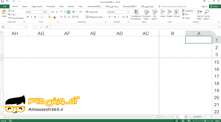 تقسیم (Split) اسپلیت یک کاربرگ به چهار قسمت در اکسل 2016 (Excel 2016)