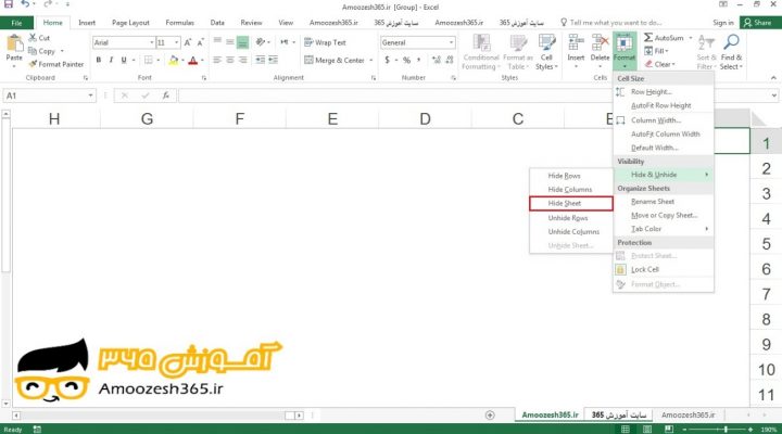 مخفی کردن چند کاربرگ (Hide Sheets) در اکسل 2016 (Excel 2016)