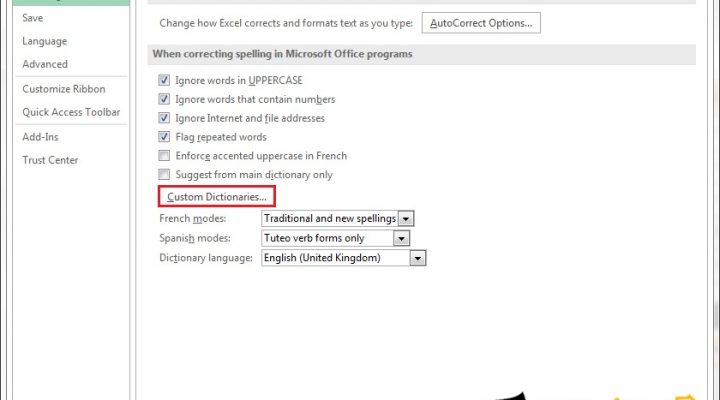 حذف نمودن (Delete) یک لغت از دیکشنری در اکسل 2016 (Excel 2016)