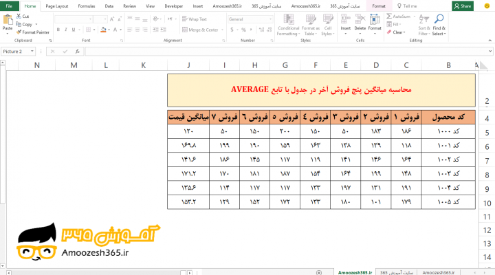 تکنیک پیشرفته کاربردی با توابع AVERAGE و OFFSET و COUNT در اکسل 2016 (Microsoft Excel 2016)