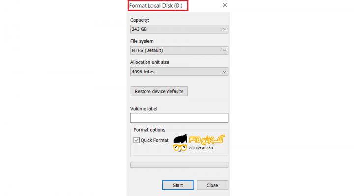 فرمت کردن درایو در سیستم عامل ویندوز 10 (Windows 10)