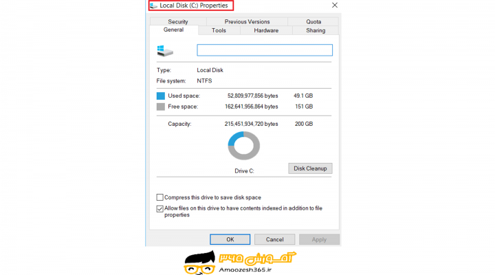 چک کردن مقدار فضار آزاد هارد Check Hard Drive Free Space در سیستم عامل ویندوز 10 (Windows 10)