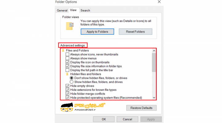 نمایان سازی فایل و یا پوشه مخفی شده در سیستم عامل ویندوز 10 (WINDOWS 10)