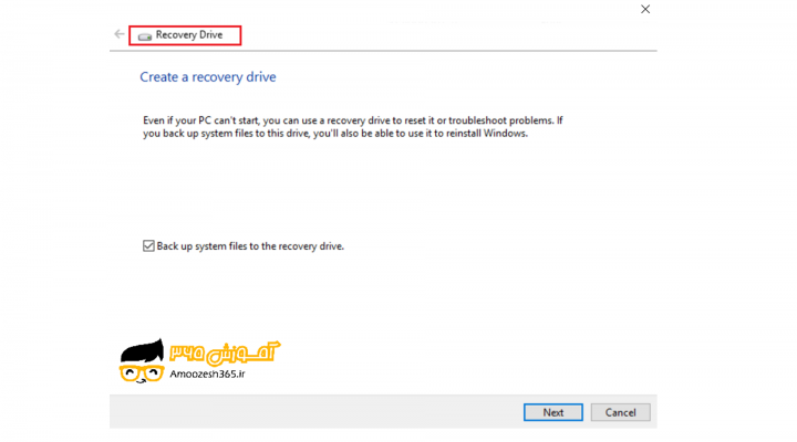 ایجاد درایو بازیابی Create a Recovery Drive در سیستم عامل ویندوز 10 (WINDOWS 10)