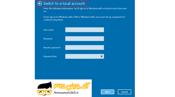 آموزش خارج شدن از حساب کاربری مایکروسافت در سیستم عامل ویندوز 10 (WINDOWS 10)