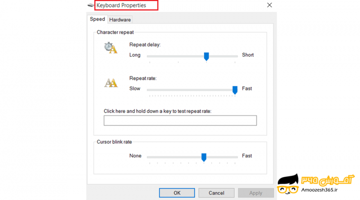 تنظیمات صفحه کلید Keyboard در سیستم عامل ویندوز 10 (Windows 10)