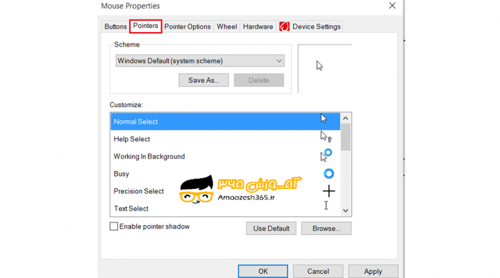 تنظیمات شخصی سازی ماوس Mouse در سیستم عامل ویندوز 10 (Windows 10)