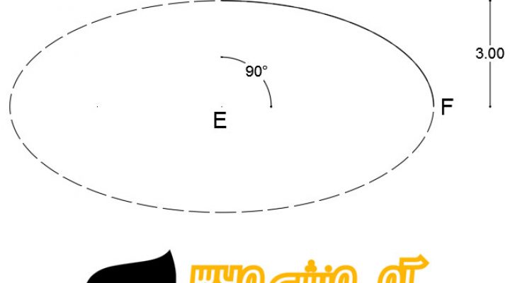 رسم بیضی 90 درجه با نیم قطر Ellipse