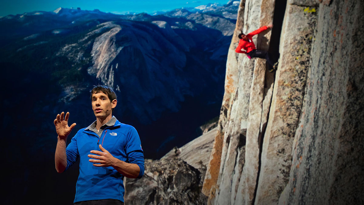 سخنرانی تد : چطور از یک صخره عمودی ۹۰۰ متری صعود کردم — بدون طناب